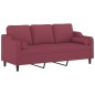 vidaXL 3-Sitzer-Sofa mit Zierkissen Weinrot 180 cm Stoff vidaXL 3-Sitzer-Sofa mit Zierkissen Weinrot 180 cm Stoff