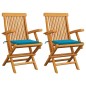 Gartenstühle mit Blauen Kissen 2 Stk. Massivholz Teak Gartenstühle mit Blauen Kissen 2 Stk. Massivholz Teak
