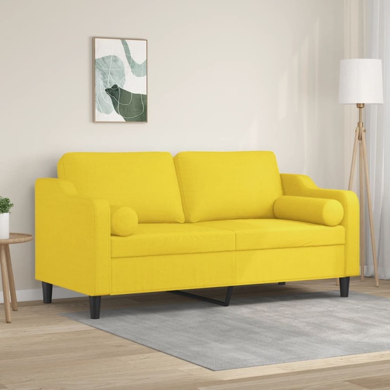 vidaXL 2-Sitzer-Sofa mit Zierkissen Hellgelb 140 cm Stoff vidaXL 2-Sitzer-Sofa mit Zierkissen Hellgelb 140 cm Stoff