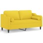 vidaXL 2-Sitzer-Sofa mit Zierkissen Hellgelb 140 cm Stoff vidaXL 2-Sitzer-Sofa mit Zierkissen Hellgelb 140 cm Stoff