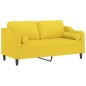 vidaXL 2-Sitzer-Sofa mit Zierkissen Hellgelb 140 cm Stoff vidaXL 2-Sitzer-Sofa mit Zierkissen Hellgelb 140 cm Stoff