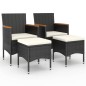 vidaXL 4-tlg. Gartenstuhl und Hocker Set Poly Rattan Schwarz vidaXL 4-tlg. Gartenstuhl und Hocker Set Poly Rattan Schwarz