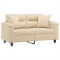 vidaXL 2-Sitzer-Sofa mit Kissen Creme 120 cm Mikrofasergewebe vidaXL 2-Sitzer-Sofa mit Kissen Creme 120 cm Mikrofasergewebe