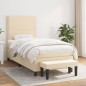 vidaXL Boxspringbett mit Matratze Creme 100x200 cm Stoff vidaXL Boxspringbett mit Matratze Creme 100x200 cm Stoff