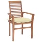 Essstühle 4 Stk. mit Cremeweißen Kissen Massivholz Teak Essstühle 4 Stk. mit Cremeweißen Kissen Massivholz Teak