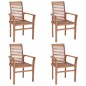 Essstühle 4 Stk. mit Cremeweißen Kissen Massivholz Teak Essstühle 4 Stk. mit Cremeweißen Kissen Massivholz Teak