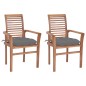 Essstühle 2 Stk. mit Grauen Kissen Massivholz Teak Essstühle 2 Stk. mit Grauen Kissen Massivholz Teak