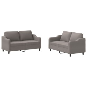 vidaXL 2-tlg. Sofagarnitur mit Kissen Taupe Stoff