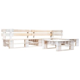 vidaXL 4-tlg. Garten-Paletten-Sofagarnitur Holz Weiß