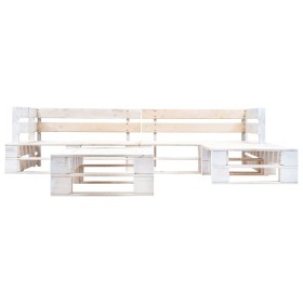 vidaXL 4-tlg. Garten-Paletten-Sofagarnitur Holz Weiß