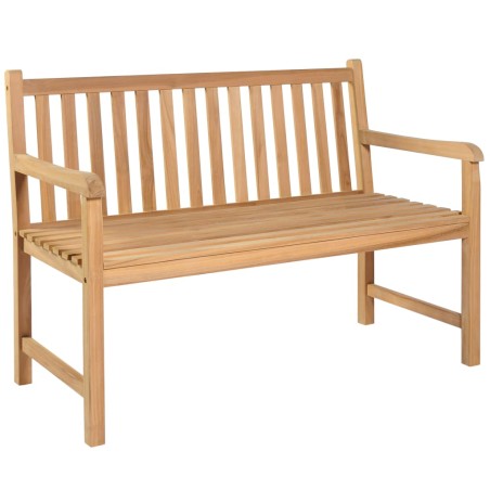 Gartenbank mit Cremeweißer Auflage 120 cm Massivholz Teak