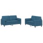 vidaXL 2-tlg. Sofagarnitur mit Kissen Blau Samt vidaXL 2-tlg. Sofagarnitur mit Kissen Blau Samt