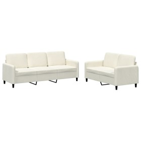 vidaXL 2-tlg. Sofagarnitur Creme Samt