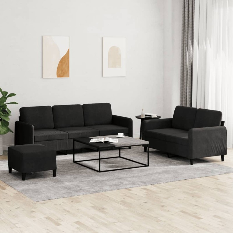 vidaXL 3-tlg. Sofagarnitur Schwarz Samt vidaXL 3-tlg. Sofagarnitur Schwarz Samt