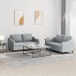 vidaXL 2-tlg. Sofagarnitur mit Kissen Hellgrau Stoff vidaXL 2-tlg. Sofagarnitur mit Kissen Hellgrau Stoff
