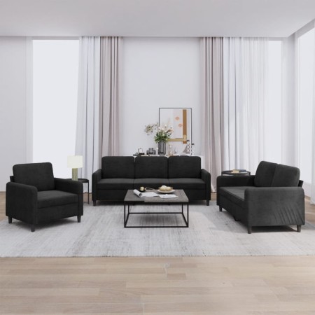 vidaXL 3-tlg. Sofagarnitur Schwarz Samt
