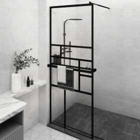 vidaXL Duschwand mit Ablage für Walk-In-Dusche Schwarz 80x195 cm ESG