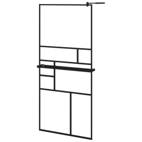 vidaXL Duschwand mit Ablage für Walk-In-Dusche Schwarz 90x195 cm ESG