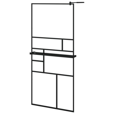 vidaXL Duschwand mit Ablage für Walk-In-Dusche Schwarz 90x195 cm ESG