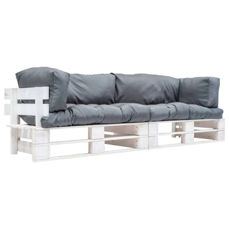 vidaXL 2-tlg. Garten-Palettensofa-Set Kissen in Grau Kiefernholz