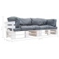 vidaXL 2-tlg. Garten-Palettensofa-Set Kissen in Grau Kiefernholz vidaXL 2-tlg. Garten-Palettensofa-Set Kissen in Grau Kiefernholz