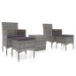 vidaXL 5-tlg. Garten-Bistro-Set Poly Rattan und Hartglas Grau vidaXL 5-tlg. Garten-Bistro-Set Poly Rattan und Hartglas Grau
