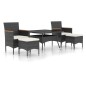vidaXL 5-tlg. Garten-Essgruppe Poly Rattan und Hartglas Schwarz vidaXL 5-tlg. Garten-Essgruppe Poly Rattan und Hartglas Schwarz