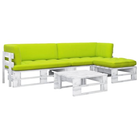 vidaXL 4-tlg. Paletten-Lounge-Set Weiß Imprägniertes Kiefernholz