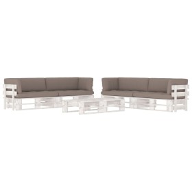 vidaXL 6-tlg. Paletten-Lounge-Set Weiß Imprägniertes Kiefernholz