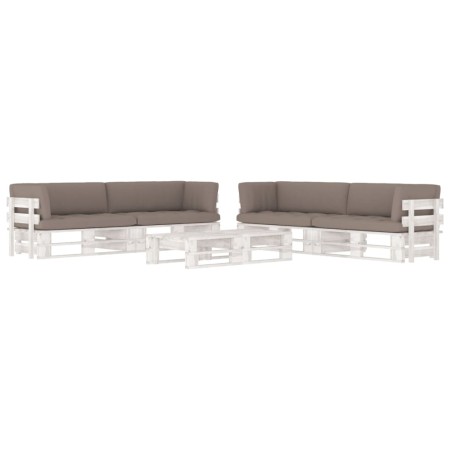 vidaXL 6-tlg. Paletten-Lounge-Set Weiß Imprägniertes Kiefernholz