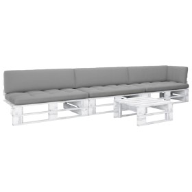 vidaXL 4-tlg. Paletten-Lounge-Set Weiß Imprägniertes Kiefernholz