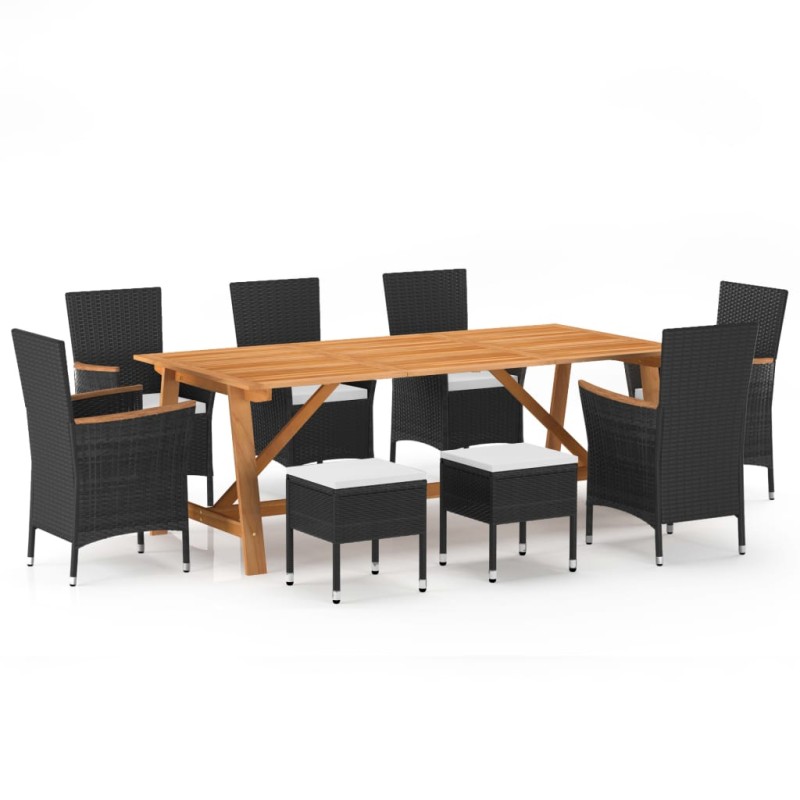 vidaXL 9-tlg. Garten-Essgruppe Schwarz vidaXL 9-tlg. Garten-Essgruppe Schwarz