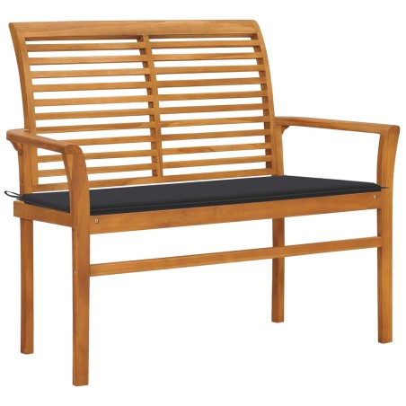 vidaXL Gartenbank mit Anthrazit Auflage 112 cm Massivholz Teak 