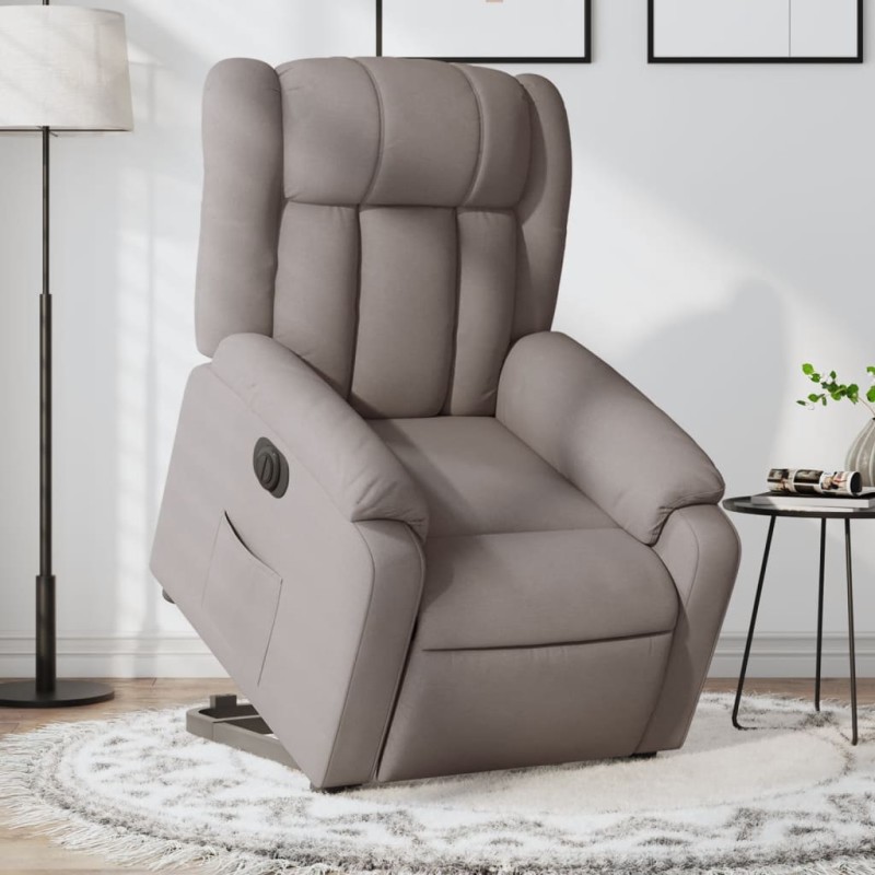 vidaXL Relaxsessel mit Aufstehhilfe Elektrisch Taupe Stoff vidaXL Relaxsessel mit Aufstehhilfe Elektrisch Taupe Stoff
