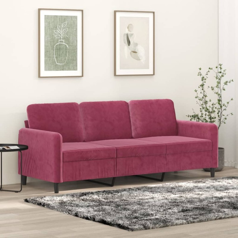vidaXL 3-Sitzer-Sofa Weinrot 180 cm Samt vidaXL 3-Sitzer-Sofa Weinrot 180 cm Samt