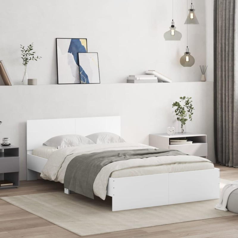 vidaXL Bettgestell mit Kopfteil Weiß 120x190 cm vidaXL Bettgestell mit Kopfteil Weiß 120x190 cm