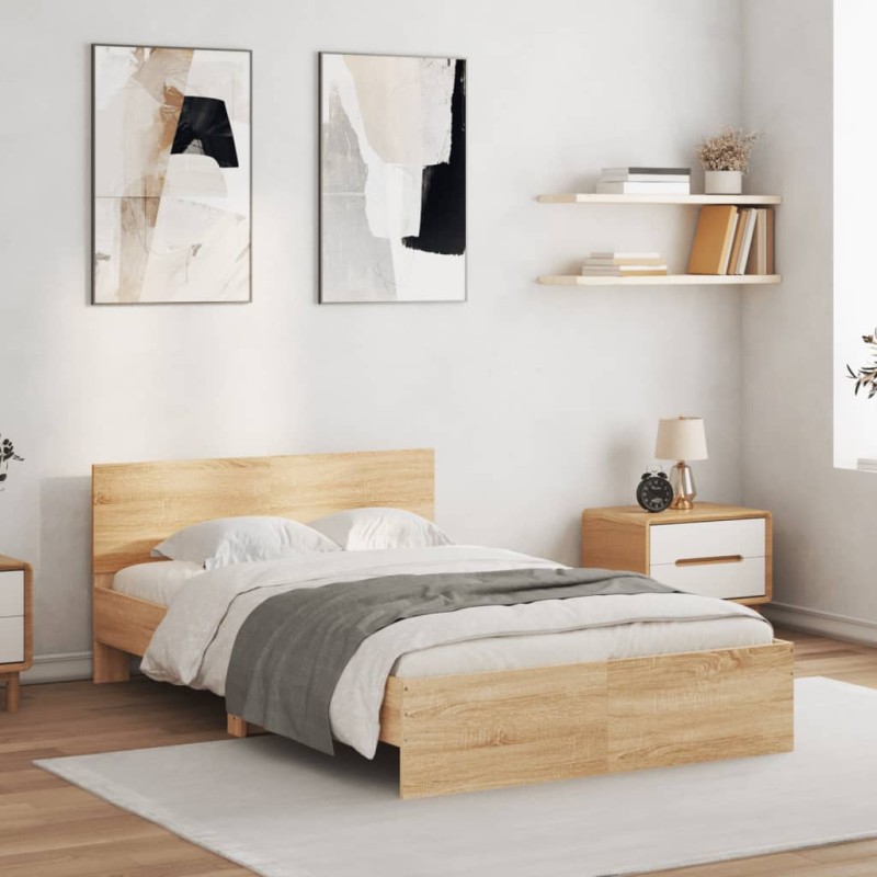 vidaXL Bettgestell mit Kopfteil Sonoma-Eiche 120x190 cm vidaXL Bettgestell mit Kopfteil Sonoma-Eiche 120x190 cm