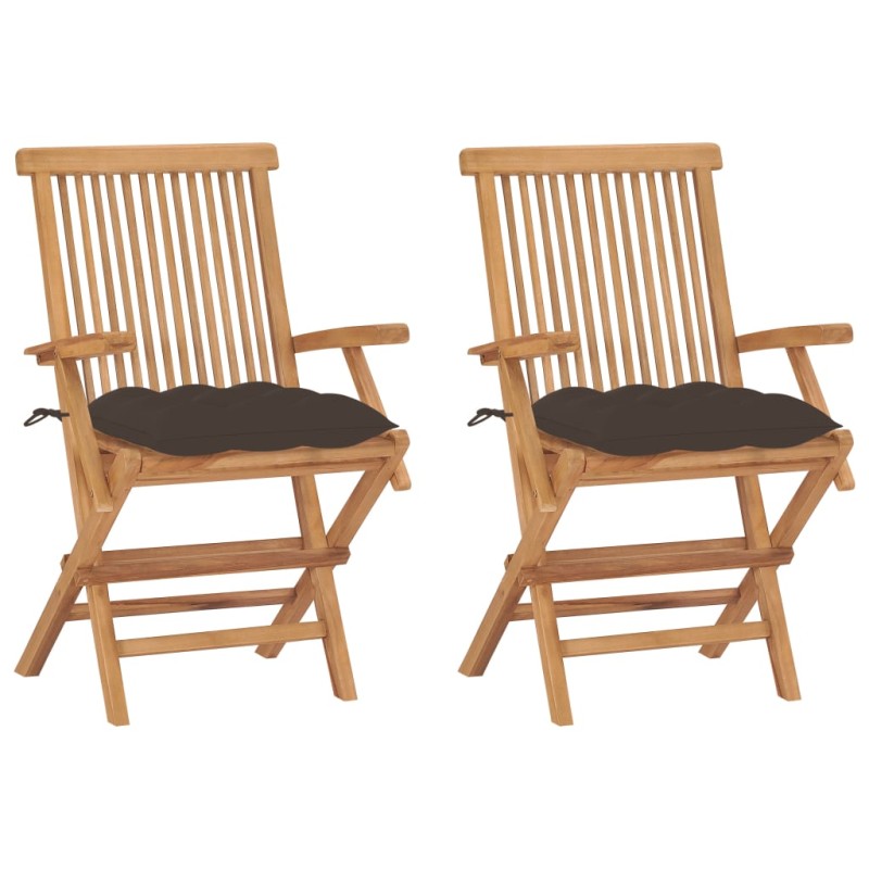 vidaXL Gartenstühle mit Taupe Kissen 2 Stk. Massivholz Teak vidaXL Gartenstühle mit Taupe Kissen 2 Stk. Massivholz Teak