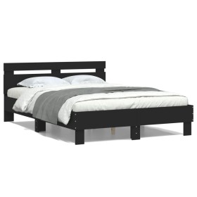 vidaXL Bettgestell mit Kopfteil Schwarz 120x190 cm Holzwerkstoff