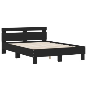 vidaXL Bettgestell mit Kopfteil Schwarz 120x190 cm Holzwerkstoff