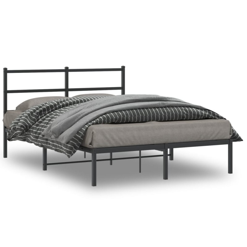 vidaXL Bettgestell mit Kopfteil Metall Schwarz 140x190 cm vidaXL Bettgestell mit Kopfteil Metall Schwarz 140x190 cm