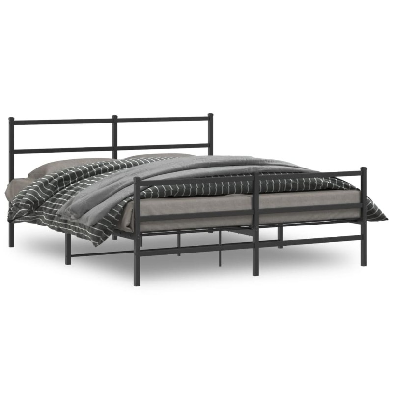 vidaXL Bettgestell mit Kopf- und Fußteil Metall Schwarz 160x200 cm vidaXL Bettgestell mit Kopf- und Fußteil Metall Schwarz 160x200 cm