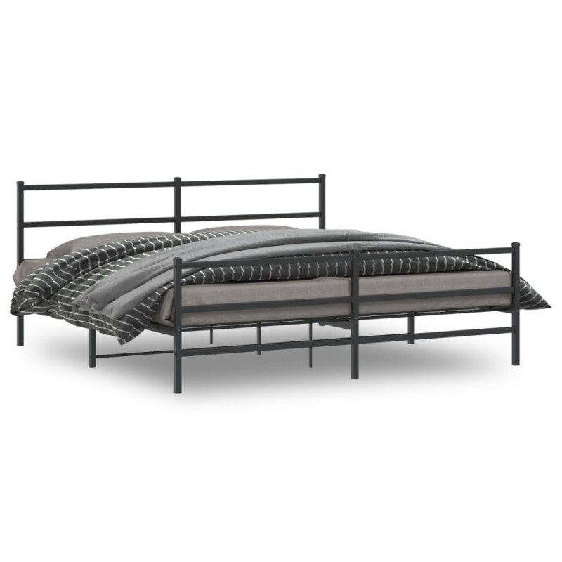 vidaXL Bettgestell mit Kopf- und Fußteil Metall Schwarz 200x200 cm vidaXL Bettgestell mit Kopf- und Fußteil Metall Schwarz 200x200 cm