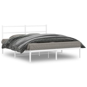 vidaXL Bettgestell mit Kopfteil Metall Weiß 150x200 cm