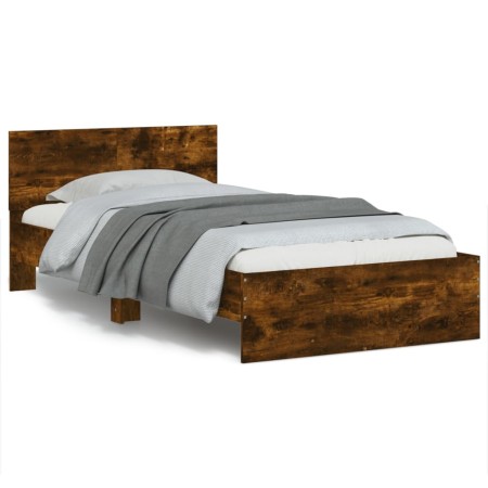 vidaXL Bettgestell mit Kopfteil Räuchereiche 100x200 cm Holzwerkstoff