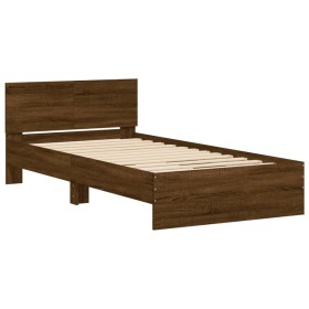 vidaXL Bettgestell mit Kopfteil Braun Eichen-Optik 100x200 cm