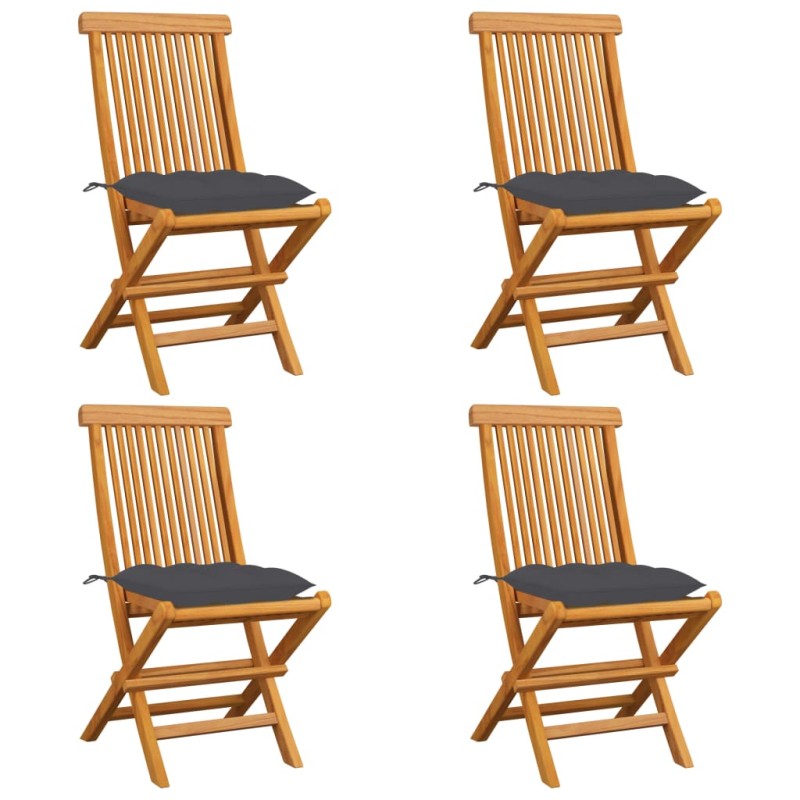 Gartenstühle mit Anthrazit Kissen 4 Stk. Massivholz Teak Gartenstühle mit Anthrazit Kissen 4 Stk. Massivholz Teak