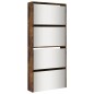 vidaXL Schuhschrank mit Spiegel 4 Fächer Räuchereiche 63x17x134 cm vidaXL Schuhschrank mit Spiegel 4 Fächer Räuchereiche 63x17x134 cm