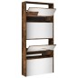 vidaXL Schuhschrank mit Spiegel 4 Fächer Räuchereiche 63x17x134 cm vidaXL Schuhschrank mit Spiegel 4 Fächer Räuchereiche 63x17x134 cm
