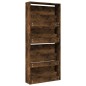 vidaXL Schuhschrank mit Spiegel 4 Fächer Räuchereiche 63x17x134 cm vidaXL Schuhschrank mit Spiegel 4 Fächer Räuchereiche 63x17x134 cm